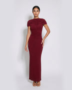 Bordeaux Muse Ruched Maxi Dress