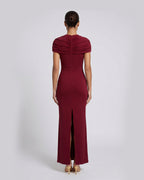 Bordeaux Muse Ruched Maxi Dress
