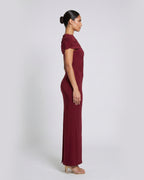 Bordeaux Muse Ruched Maxi Dress