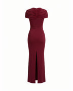 Bordeaux Muse Ruched Maxi Dress