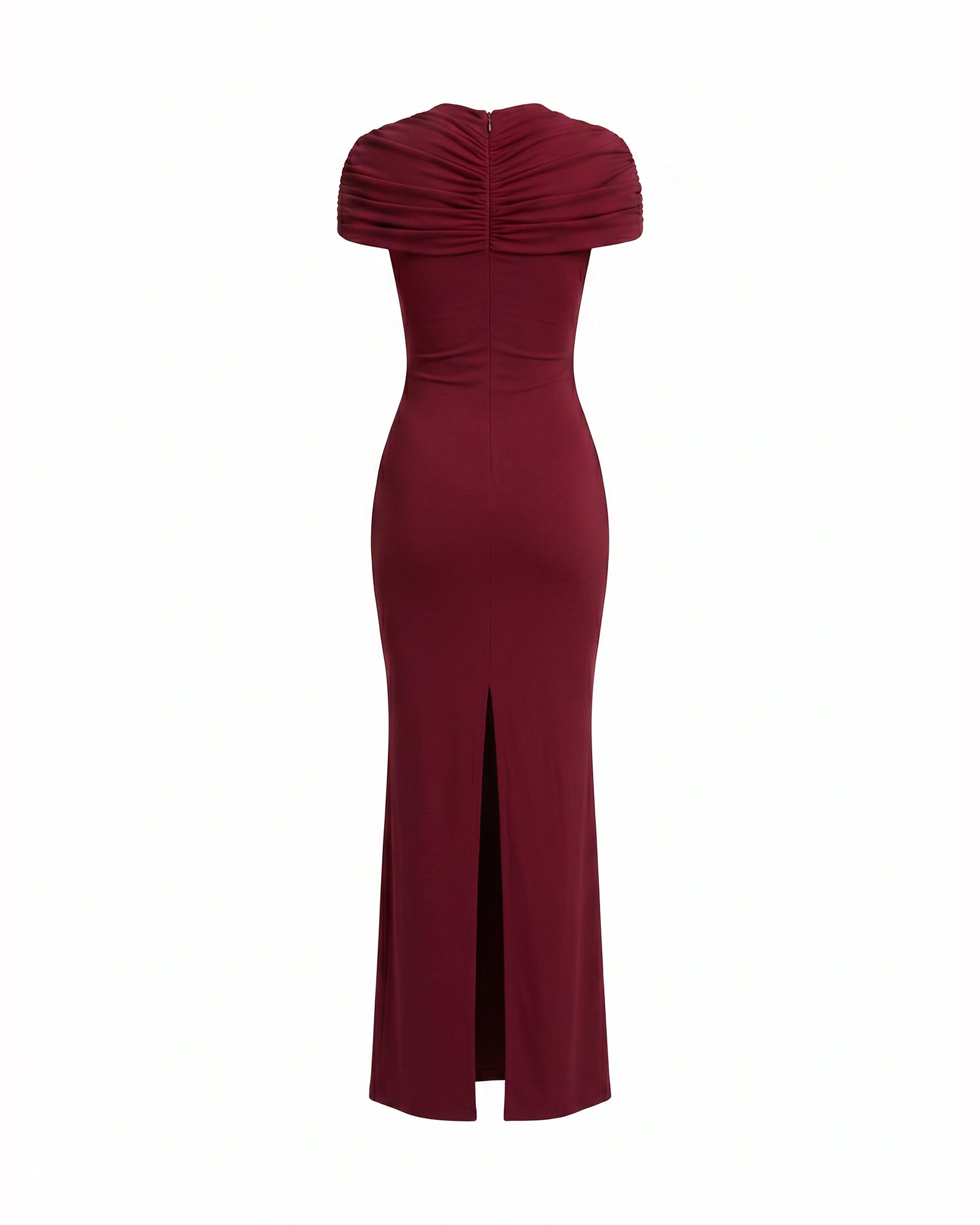 Bordeaux Muse Ruched Maxi Dress