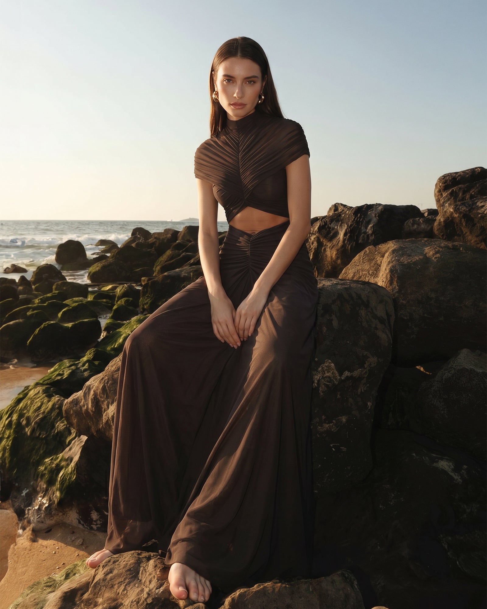 Cocoa Mirage Cutout Maxi Dress
