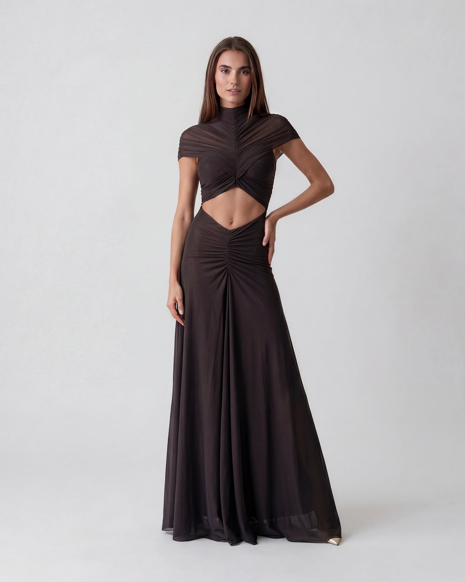 Cocoa Mirage Cutout Maxi Dress