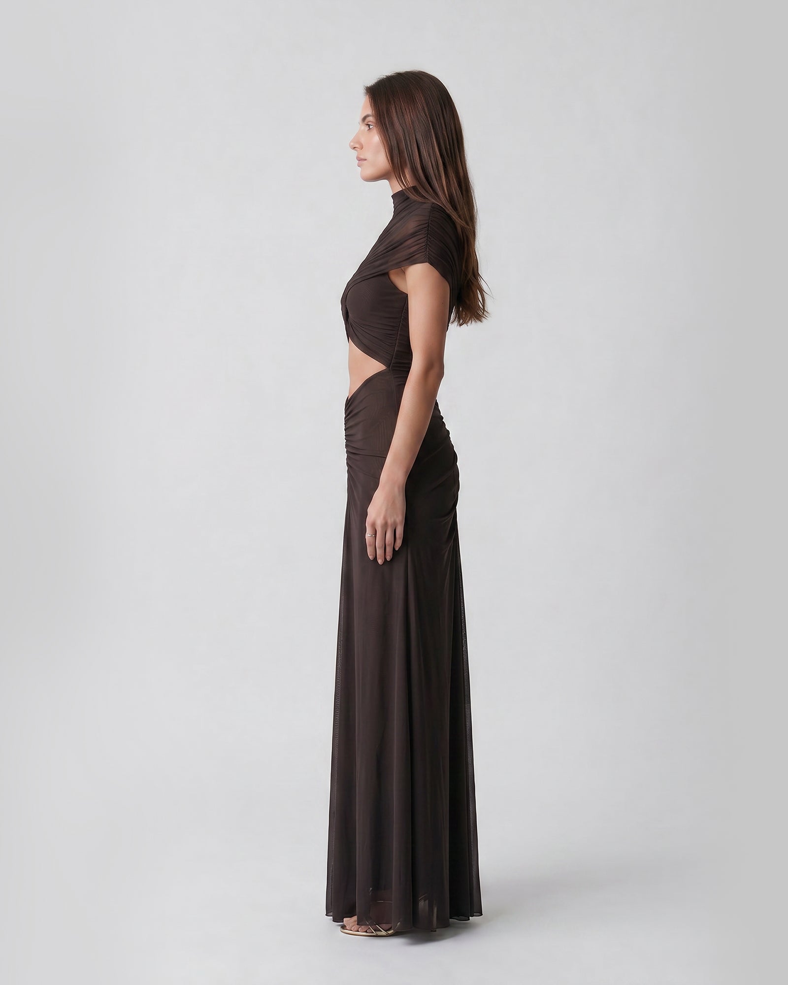 Cocoa Mirage Cutout Maxi Dress